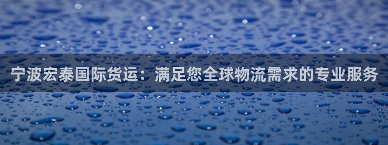 尊龙凯时推荐人：宁波宏泰国际货运：满足您全球物流需求的专