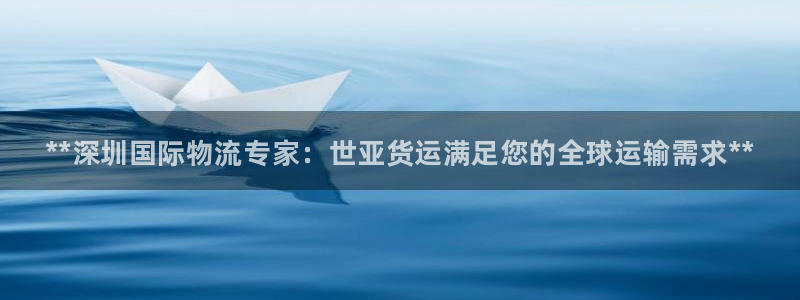 尊龙凯时登入首页：**深圳国际物流专家：世亚货运满足您的